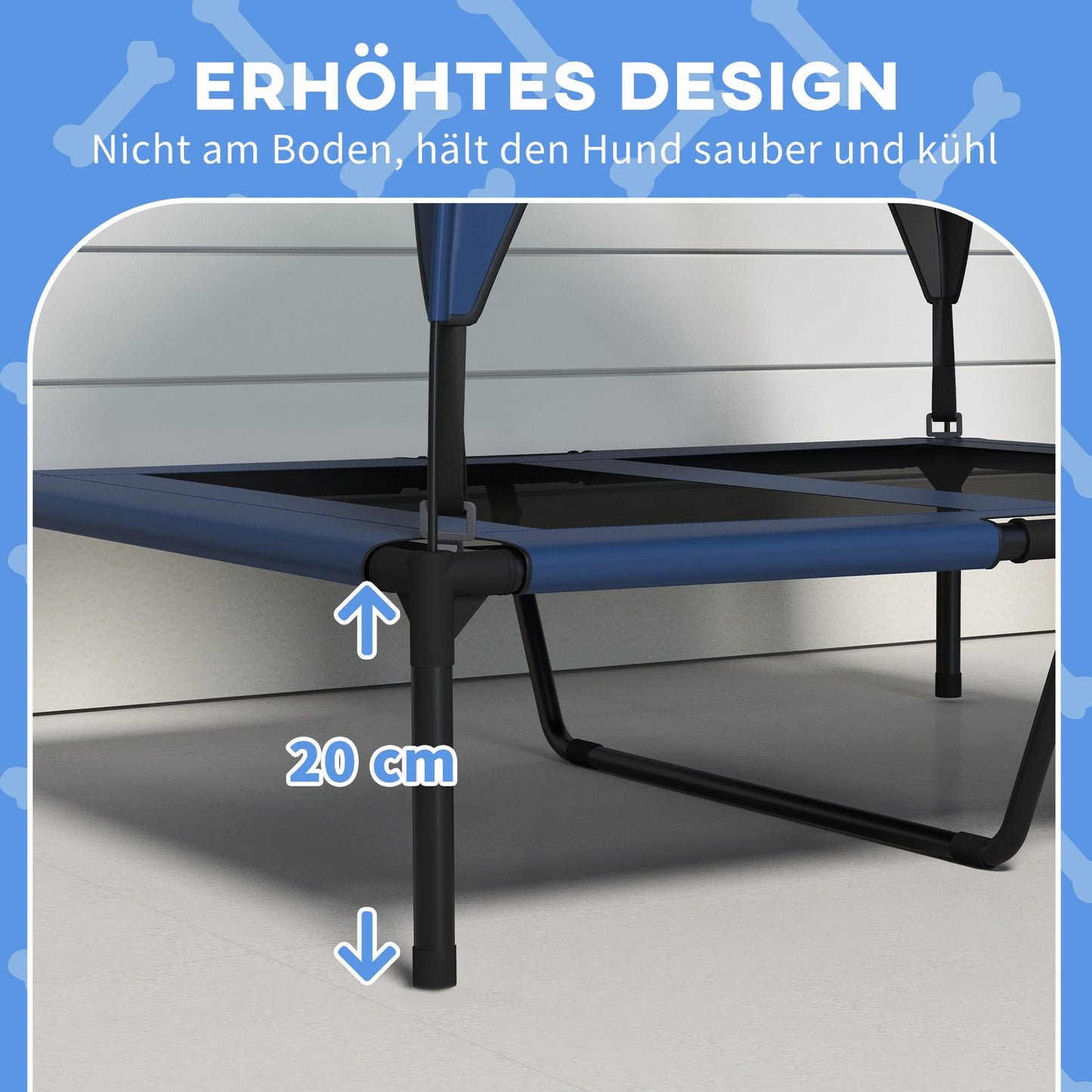 Elevated Canopy Dog Bed - Ventilated Outdoor Bed, Large