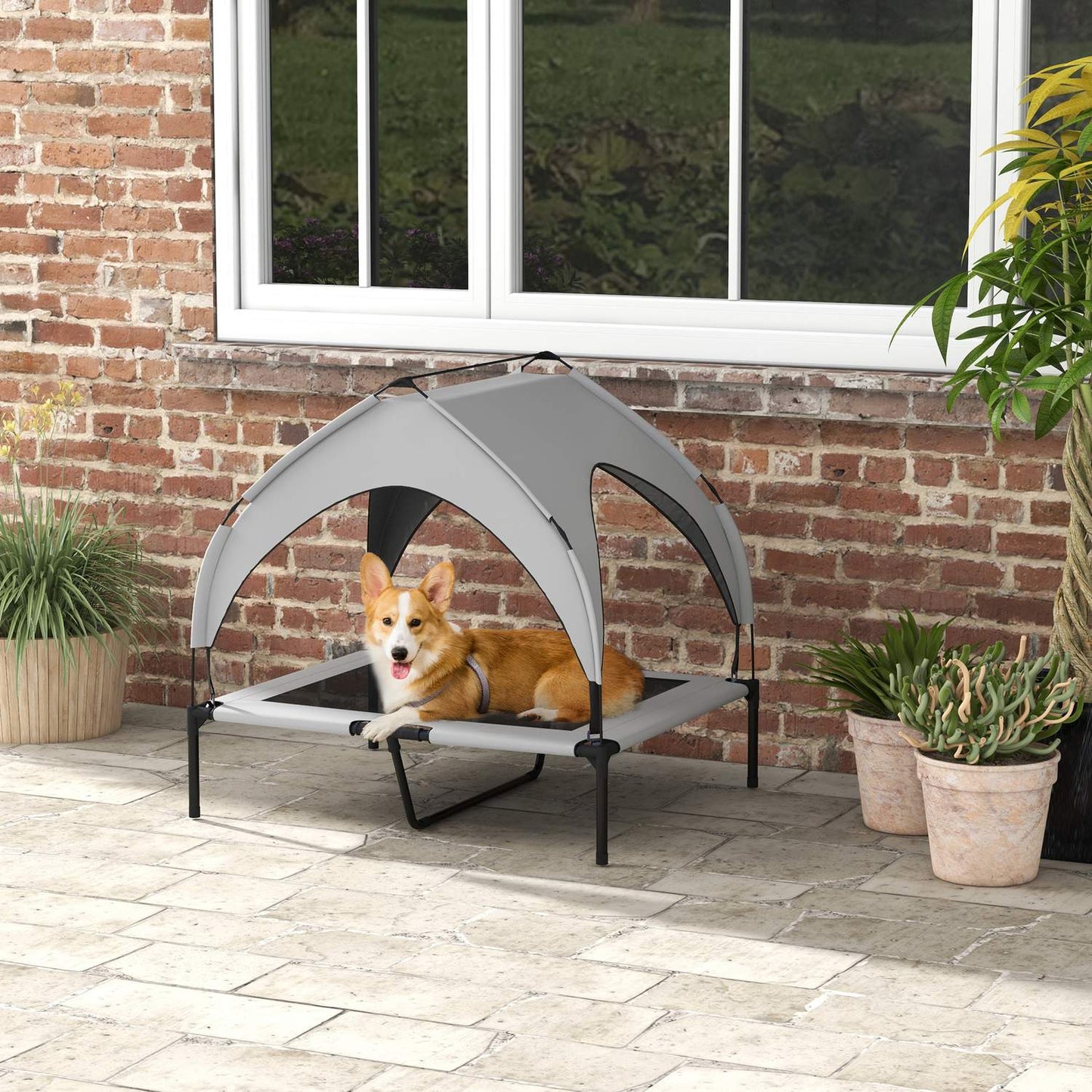 Outdoor Elevated Dog Bed with Breathable Canopy, Large
