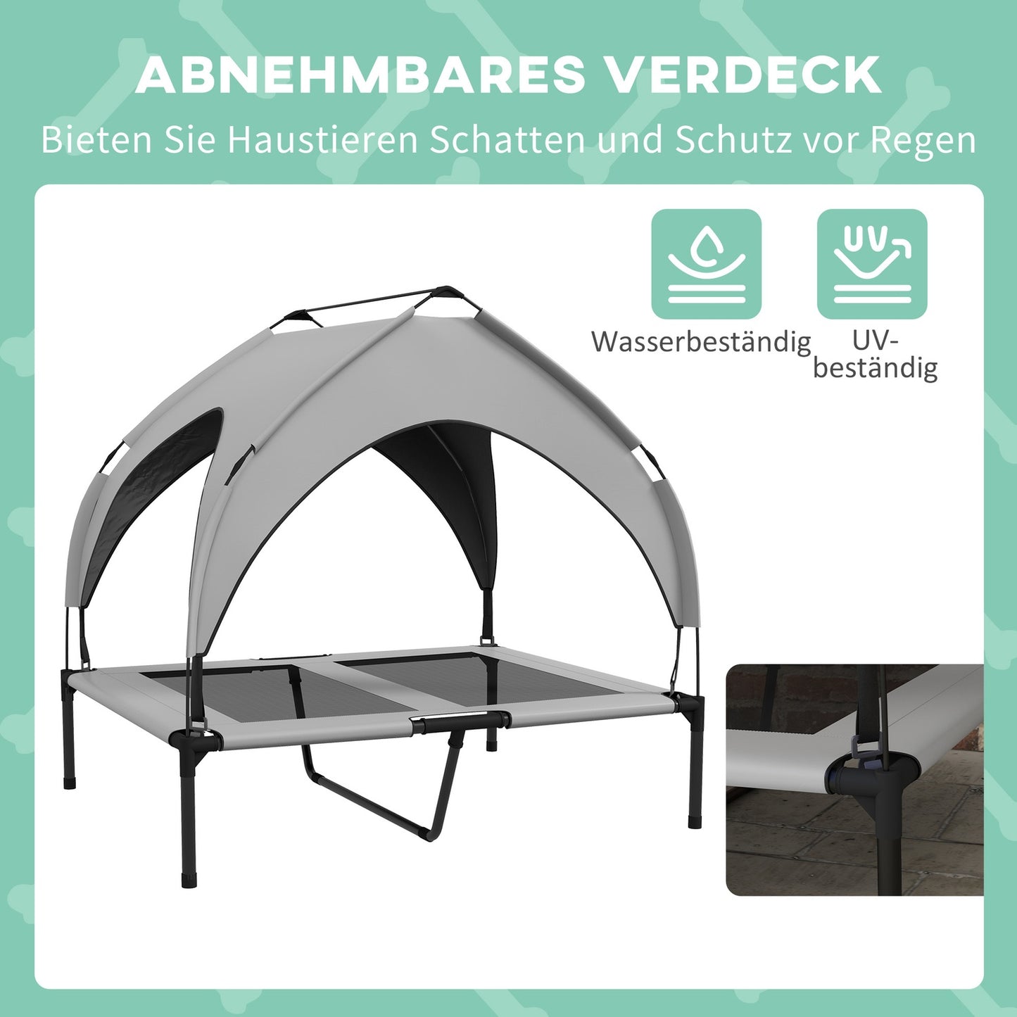 Outdoor Elevated Dog Bed with Breathable Canopy, Large