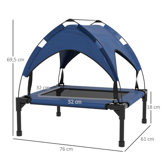Raised outdoor dog bed with breathable roof