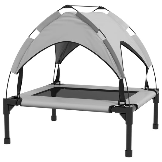 Outdoor raised dog bed with canopy, breathable fabric