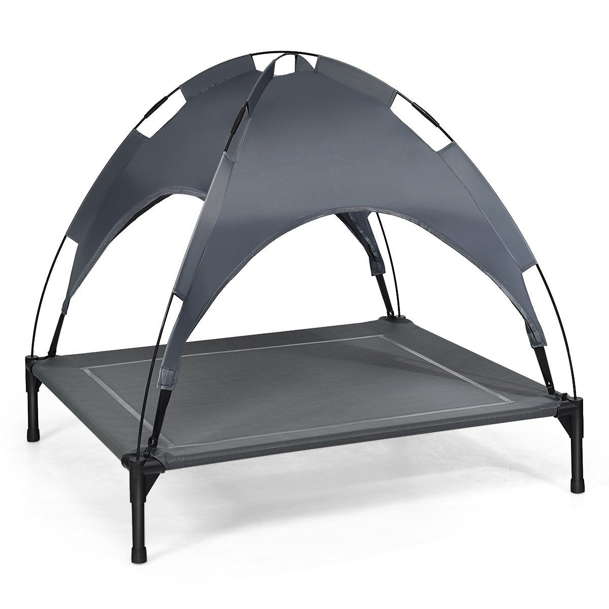 Elevated Dog Bed with Removable Canopy Pet Bed 90 x 81 x 86 cm Gray