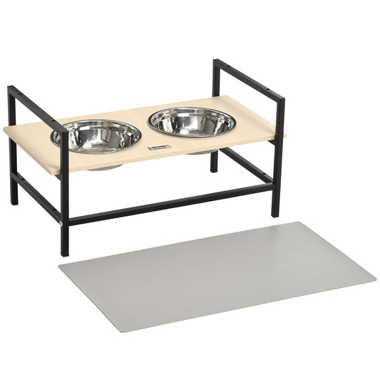 Adjustable elevated dog bowl with stainless steel stand