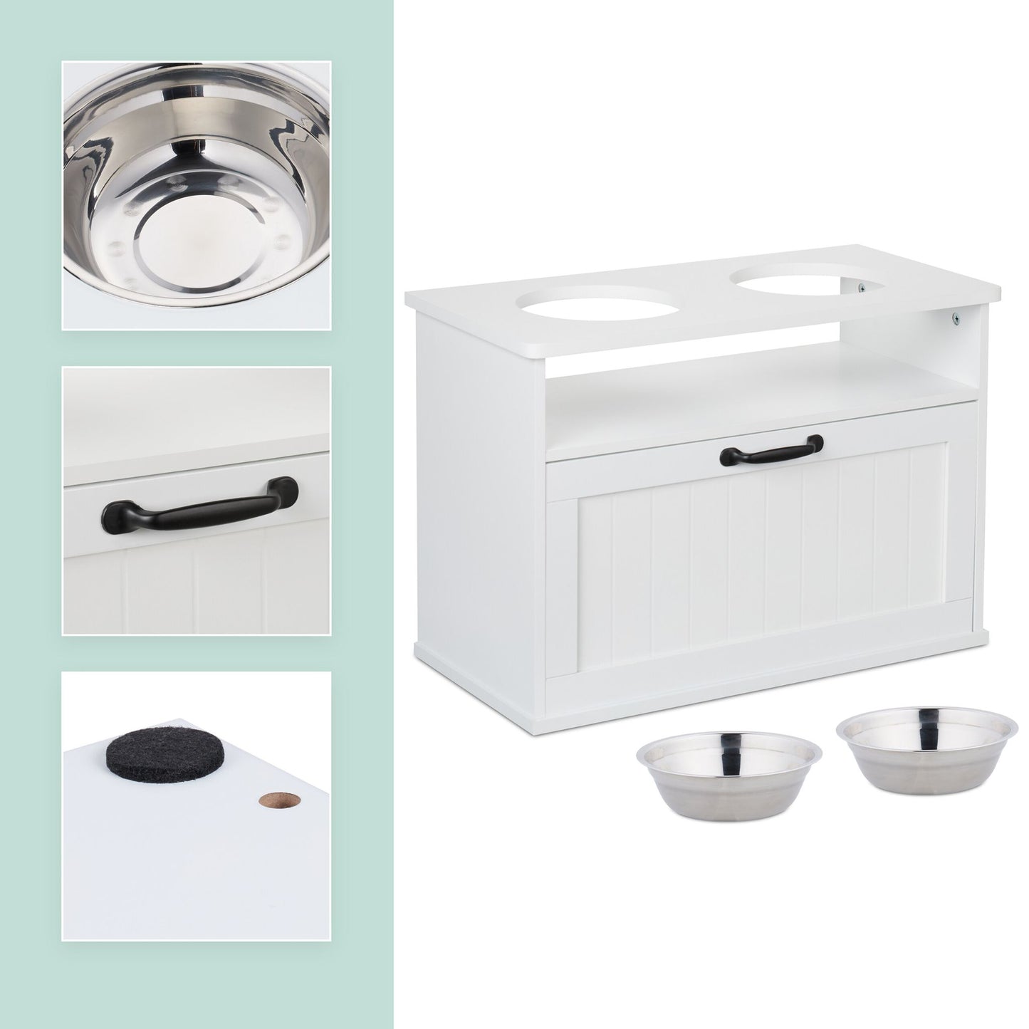Elevated Dog Feeding Station, White, Large Dogs