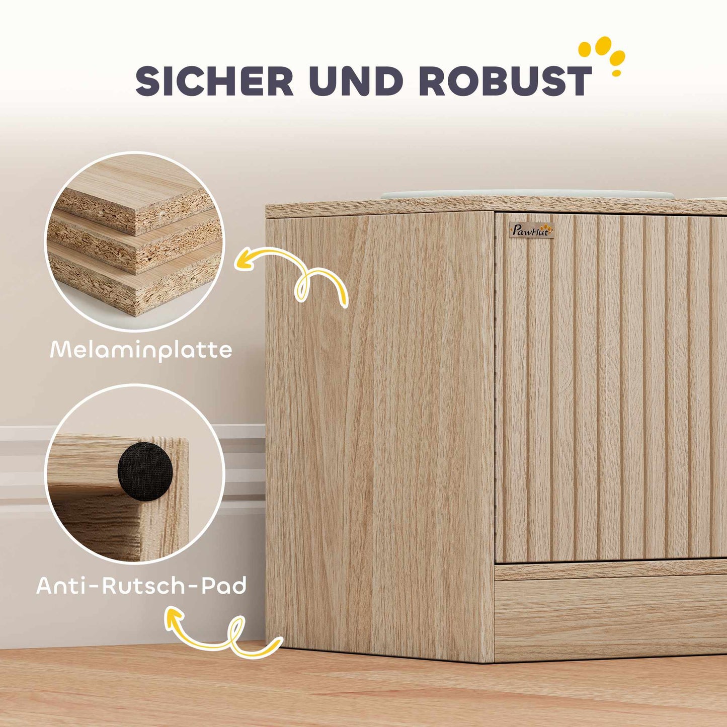 Elevated Dog Feeding Station with 2 Stainless Steel Bowls, Storage Cabinet