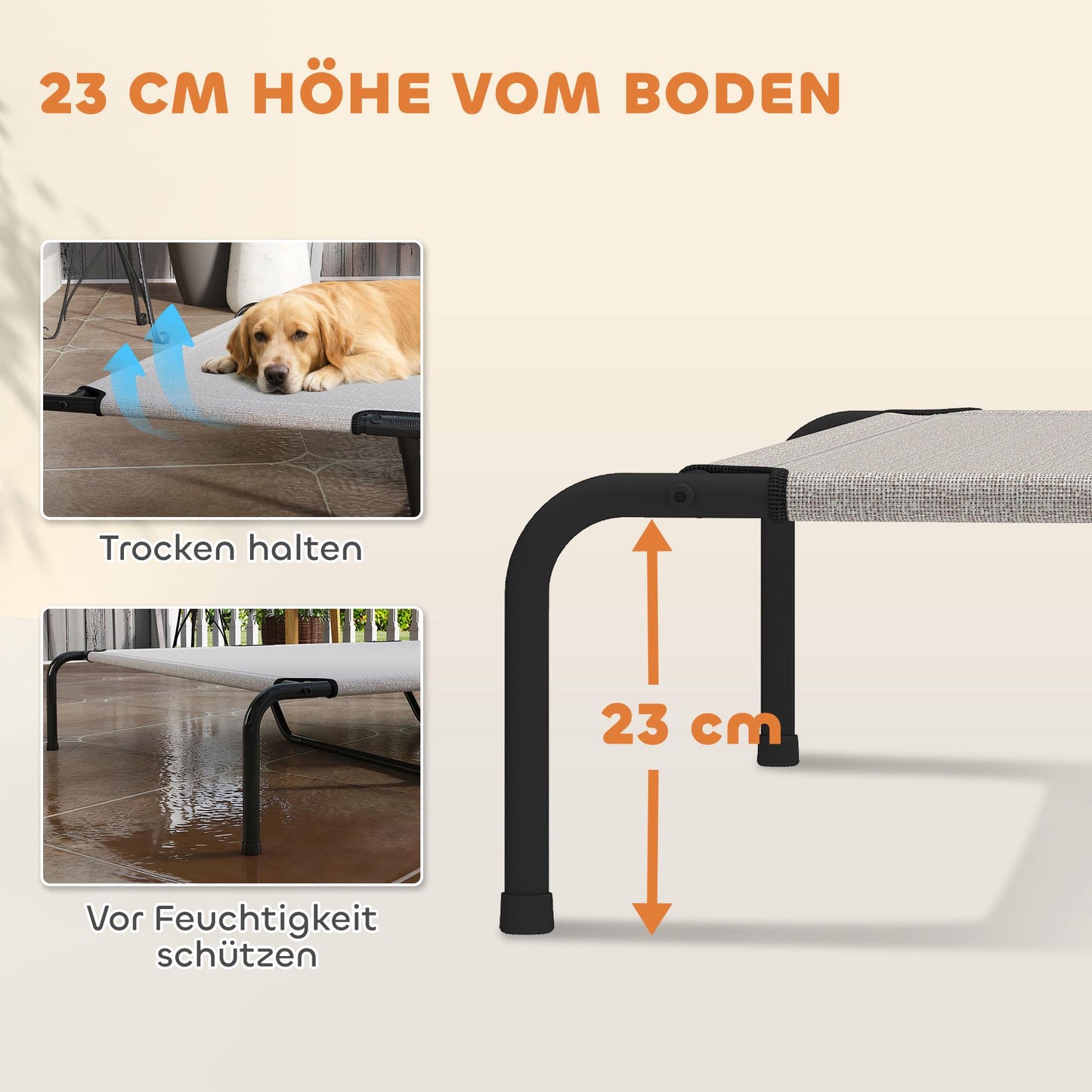Elevated Outdoor Dog Bed, Large, Mesh, 23cm High
