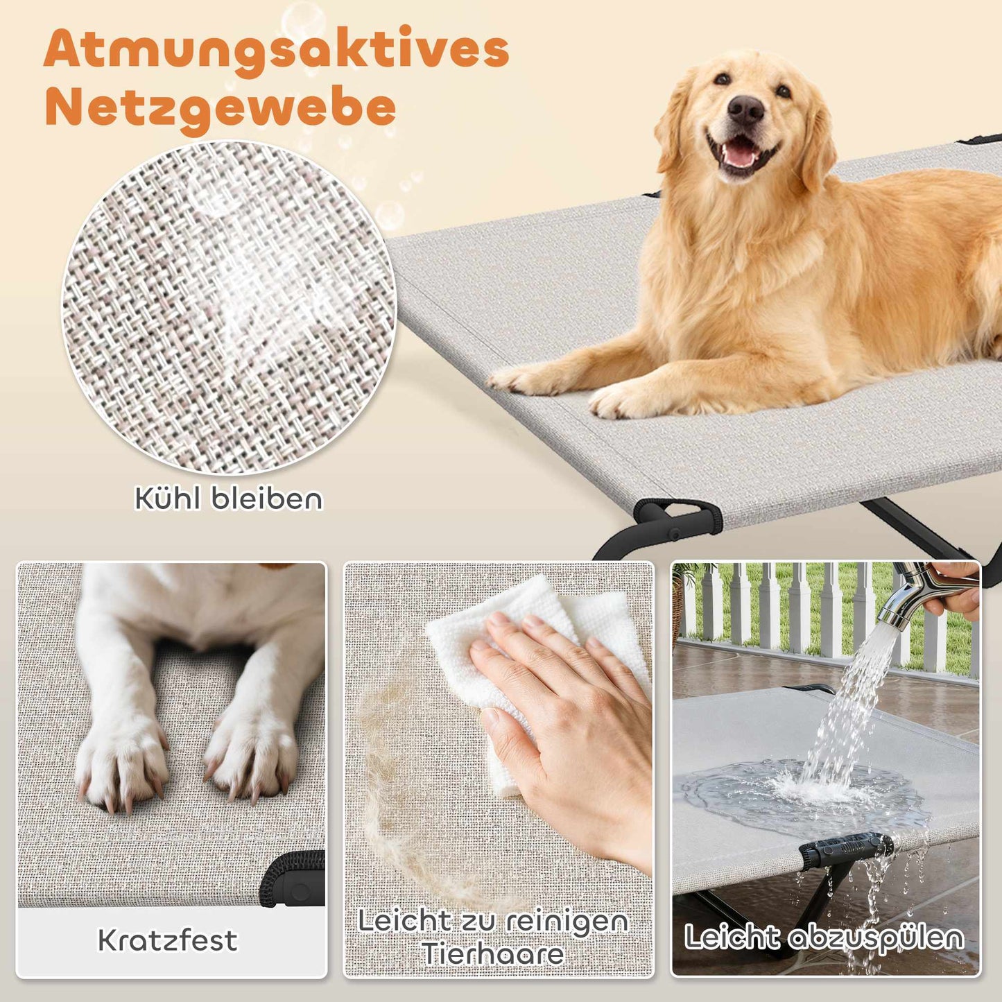 Elevated Outdoor Dog Bed, Large, Mesh, 23cm High