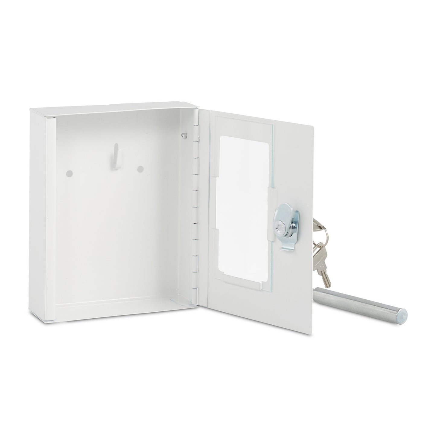 Emergency Key Box with Hammer – White, Wall-Mounted