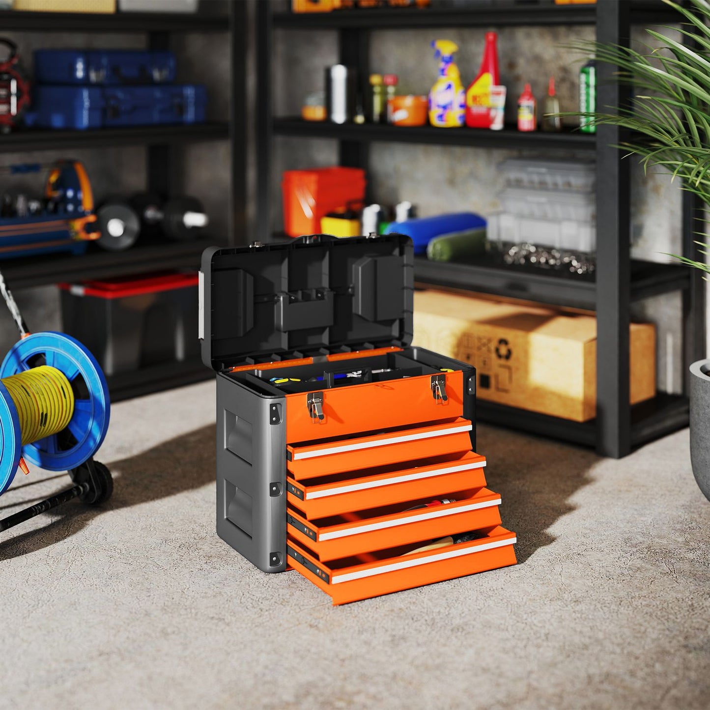 Tool Chest with 4 Drawers, Steel, 49.7 x 25.3 x 40.7 cm