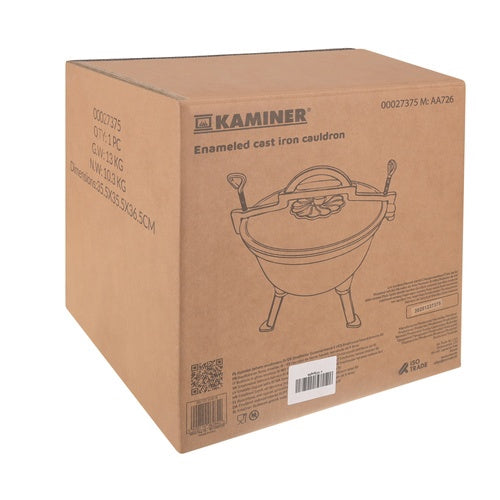 Enameled Cast Iron Cauldron 8L for Campfire Cooking