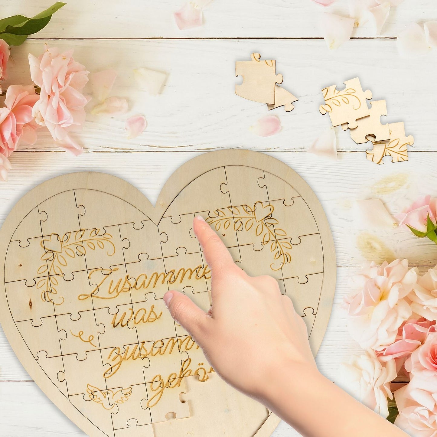 Engraved Heart-Shaped Wooden Puzzle Gift