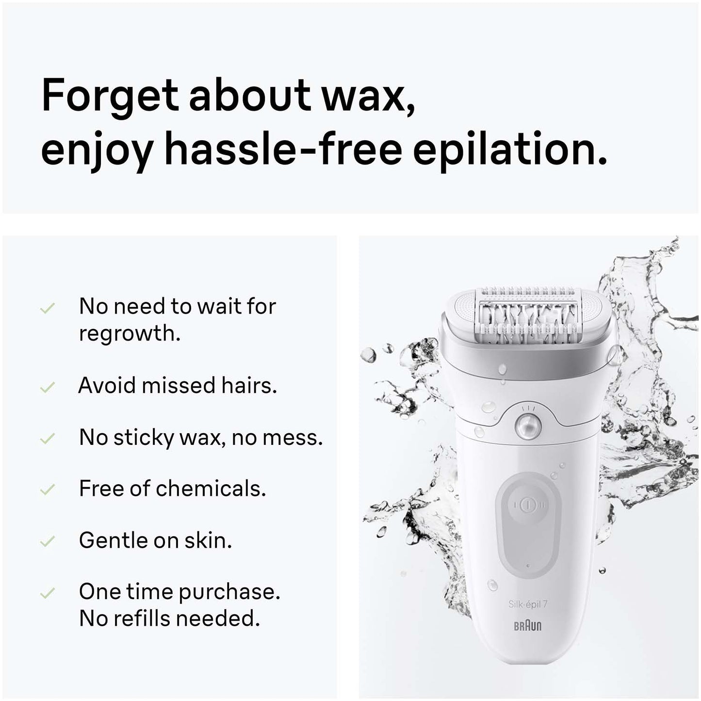 Epilator Wet & Dry, Long-Lasting Smooth Skin, Silver