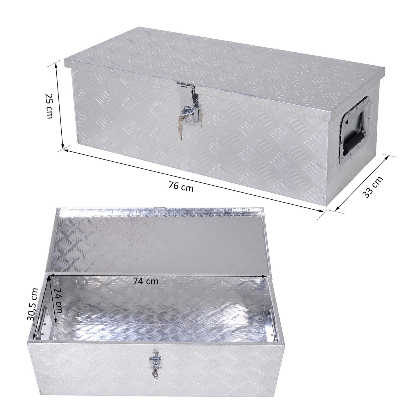 Equipment box in aluminum - Silver, 76x33x25 cm