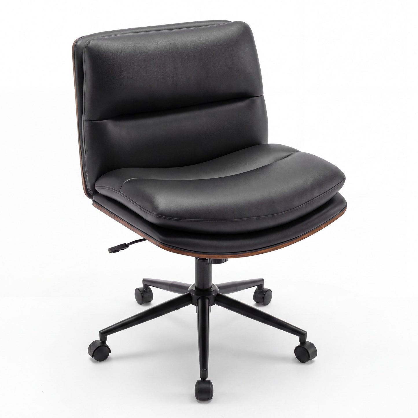 Ergonomic Black Desk Chair with Wheels, No Armrests