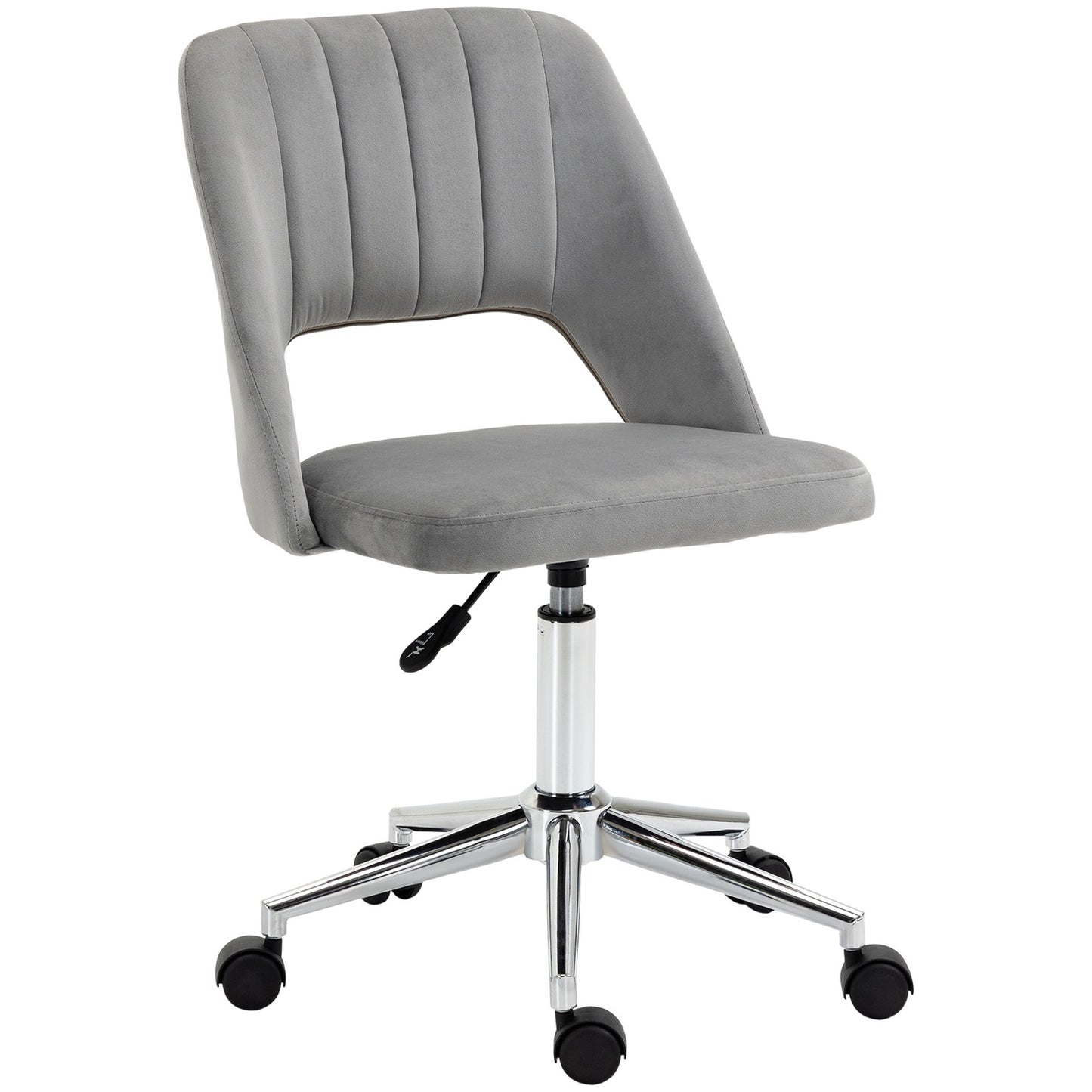Ergonomic Grey Velvet Office Chair with Adjustable Height