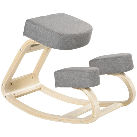 Ergonomic Kneeling Chair, Birch Wood, 120kg Capacity, Gray
