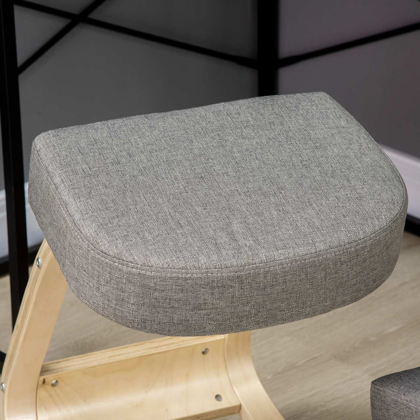 Ergonomic Kneeling Chair, Birch Wood, 120kg Capacity, Gray
