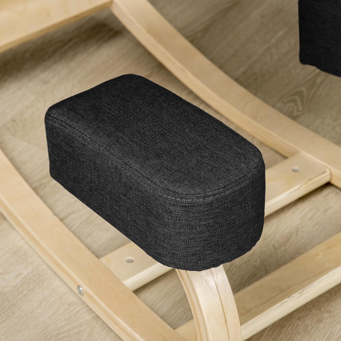 Ergonomic Kneeling Chair, Birch Wood, Black, 120 kg Capacity