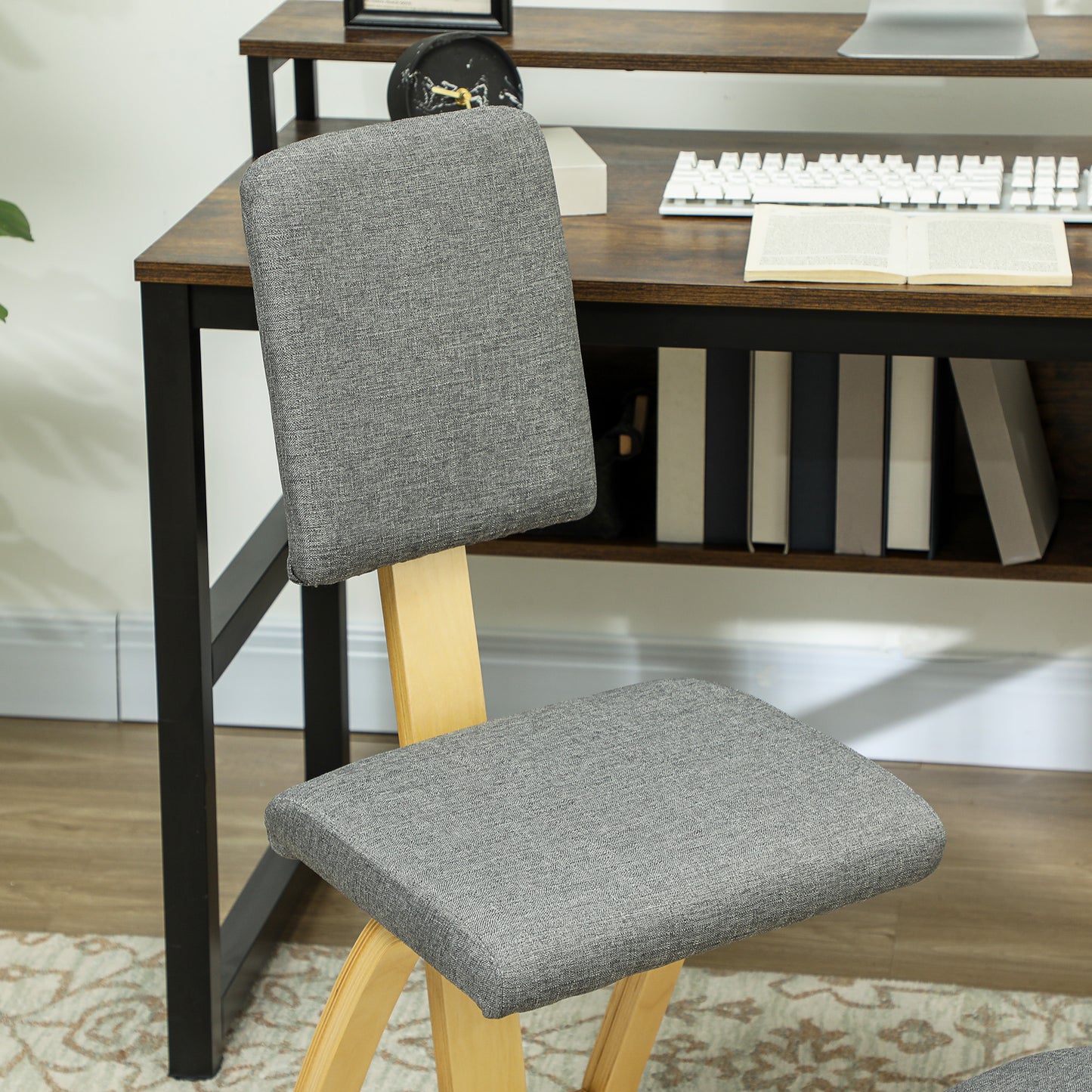 Ergonomic Kneeling Chair, Birch Wood, Gray, Home & Office