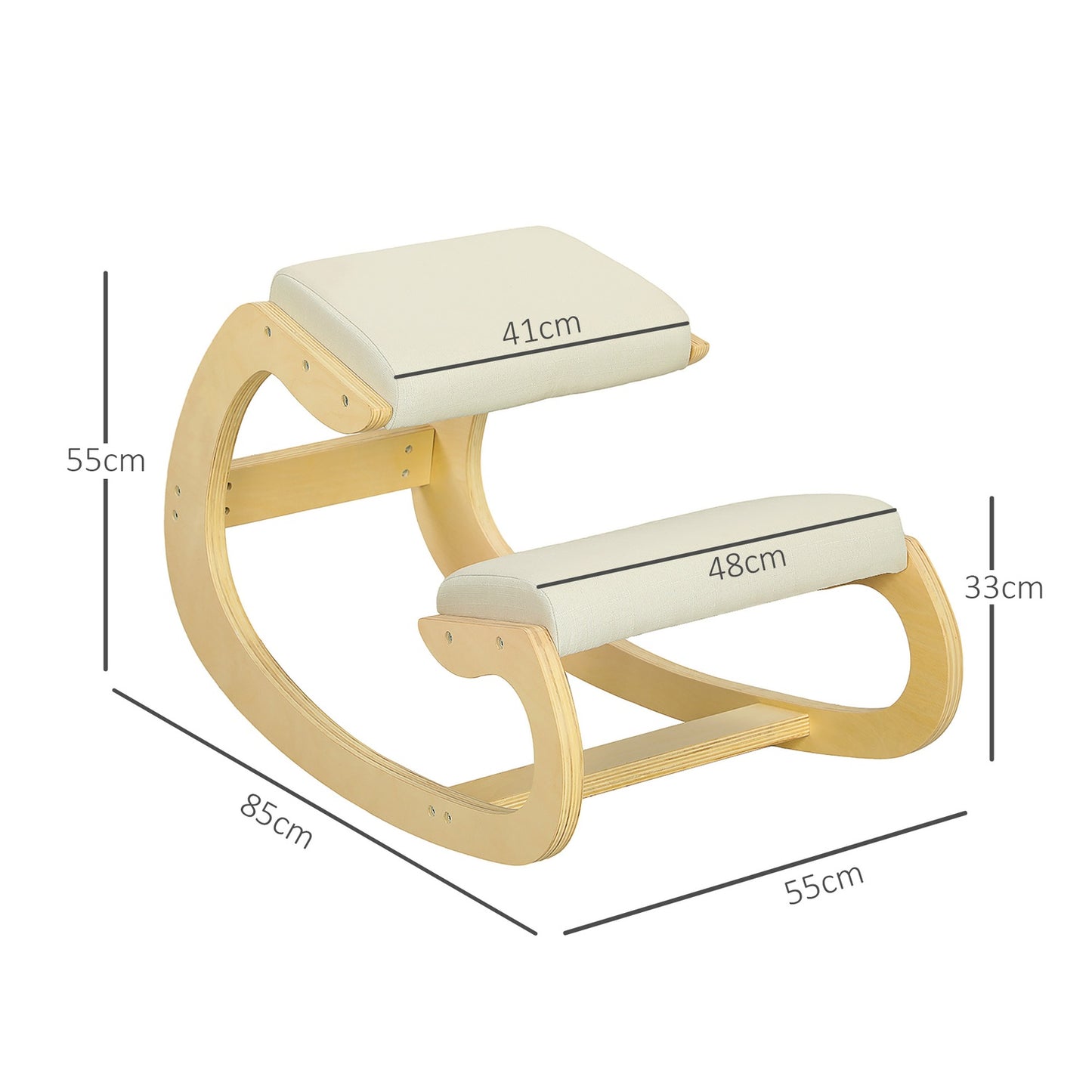 Ergonomic Kneeling Chair for Posture, Rocking Design, Cream