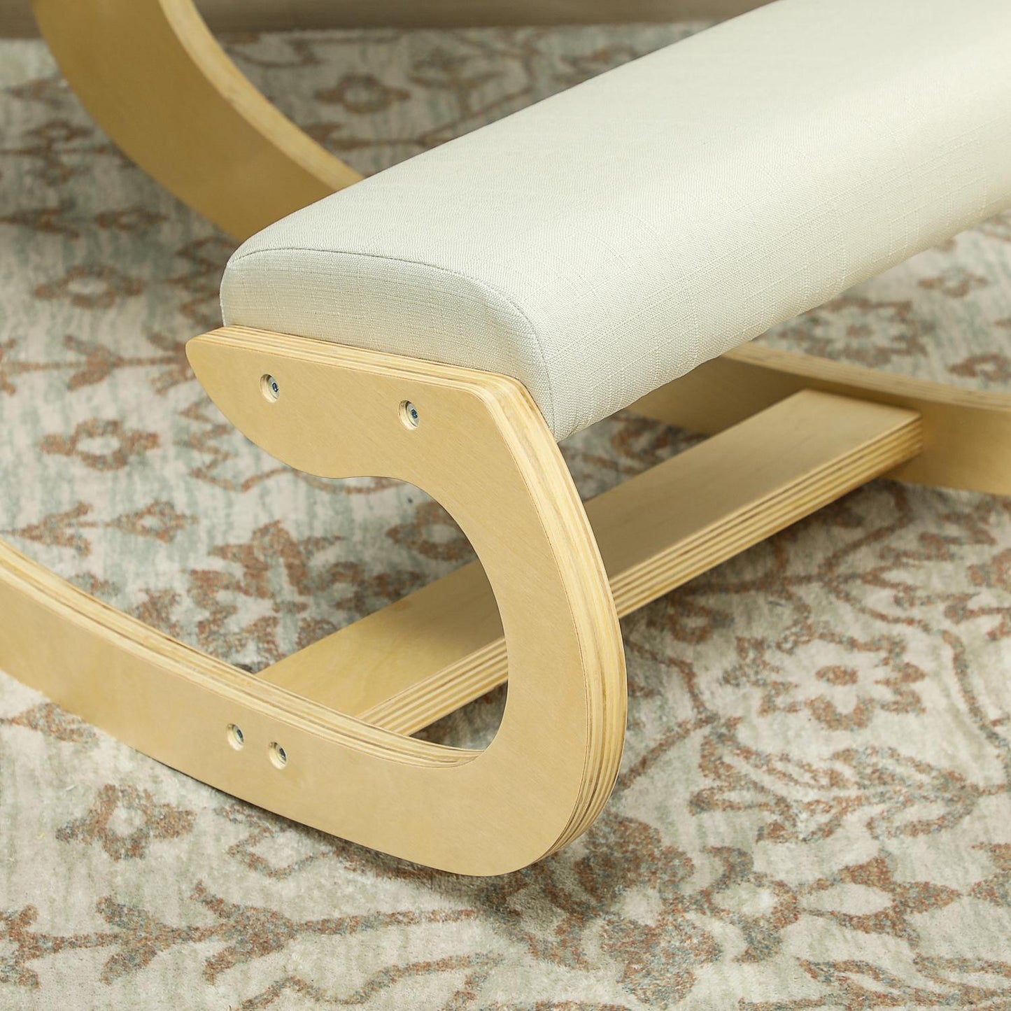 Ergonomic Kneeling Chair for Posture, Rocking Design, Cream