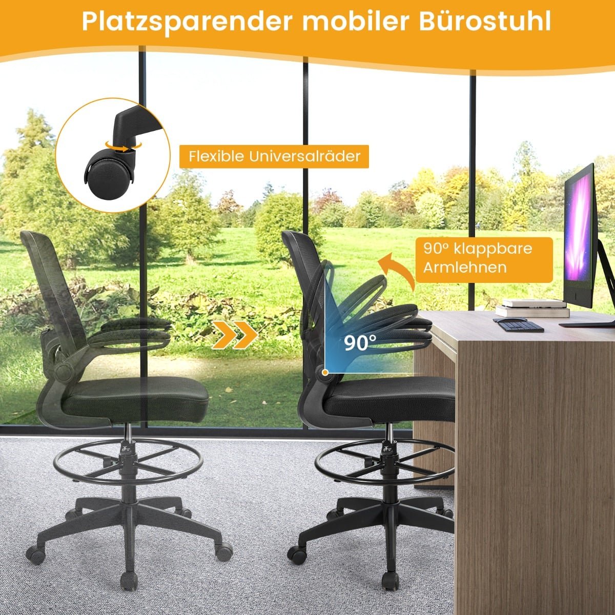 Ergonomic Mesh Office Chair, High Back, Adjustable Arms