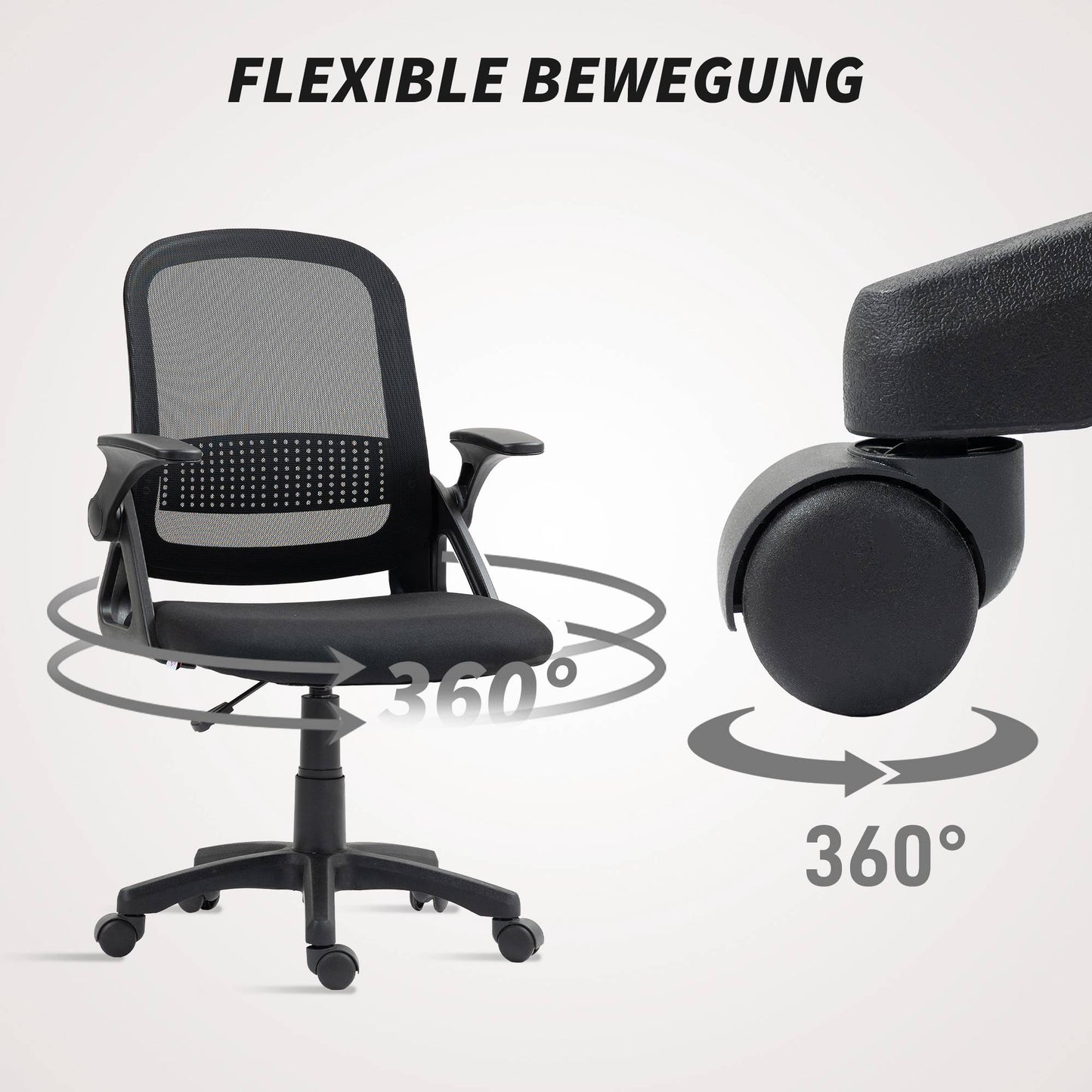 Ergonomic Mesh Office Chair with Foldable Arms, Black