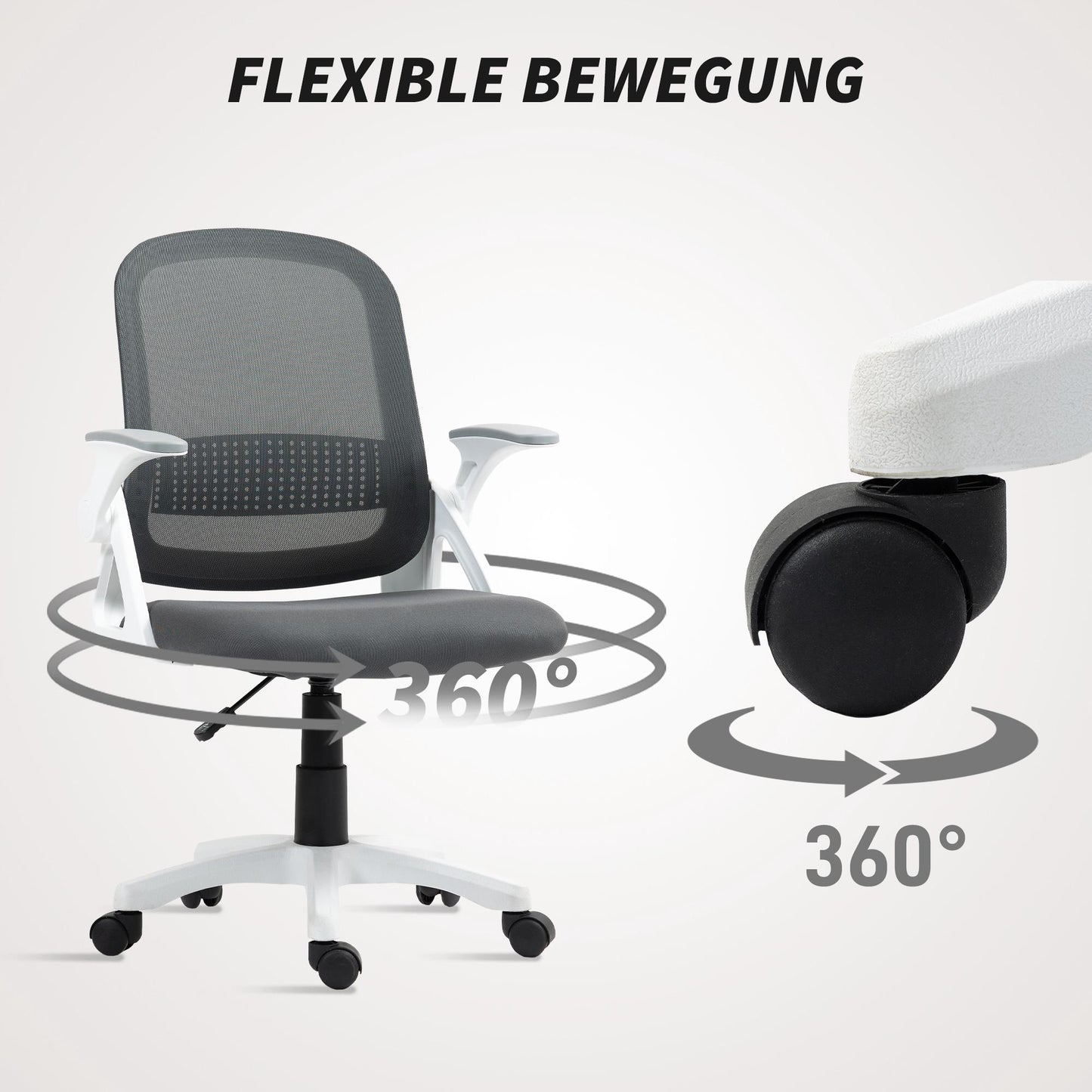 Ergonomic Mesh Office Chair with Foldable Arms, Gray