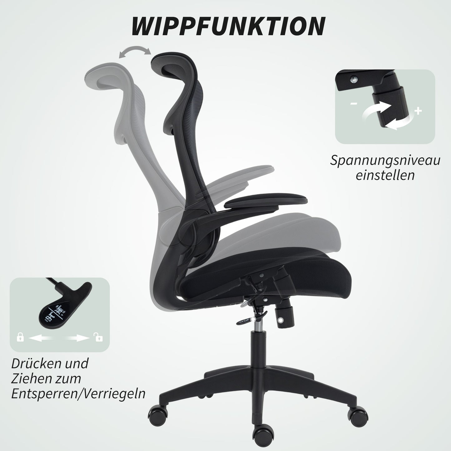 Ergonomic Office Chair, 3D Armrests, Mesh Back, Black