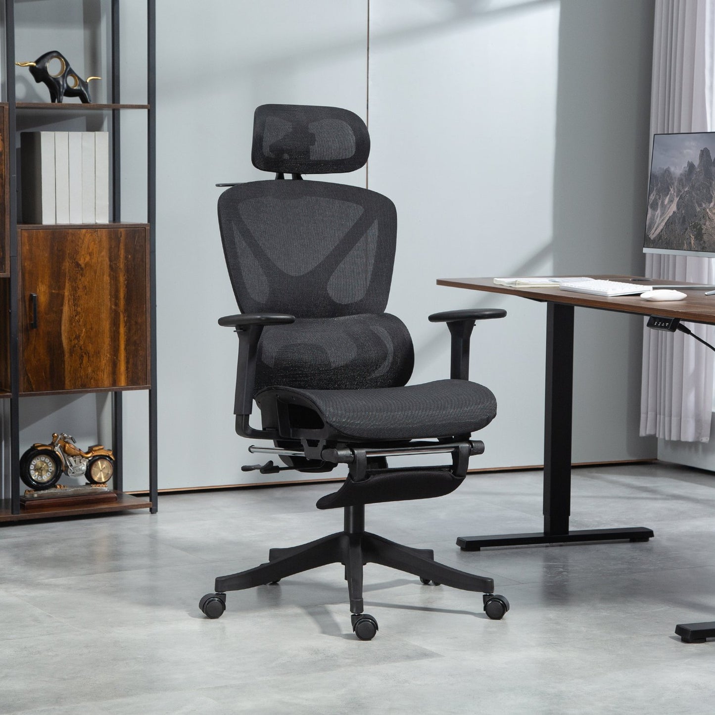 Ergonomic Office Chair, Adjustable, 135° Recline, Black