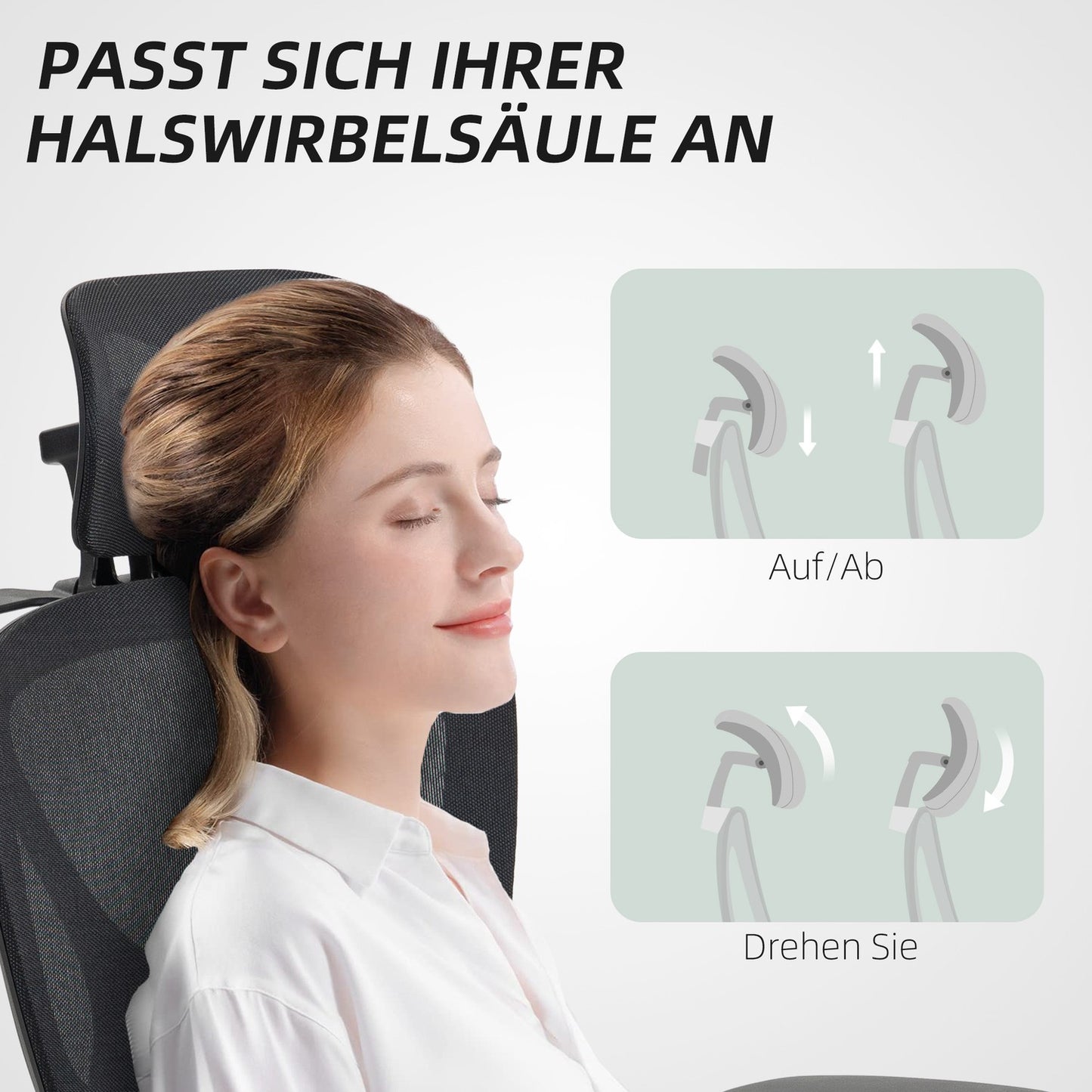 Ergonomic Office Chair, Adjustable, 135° Recline, Black