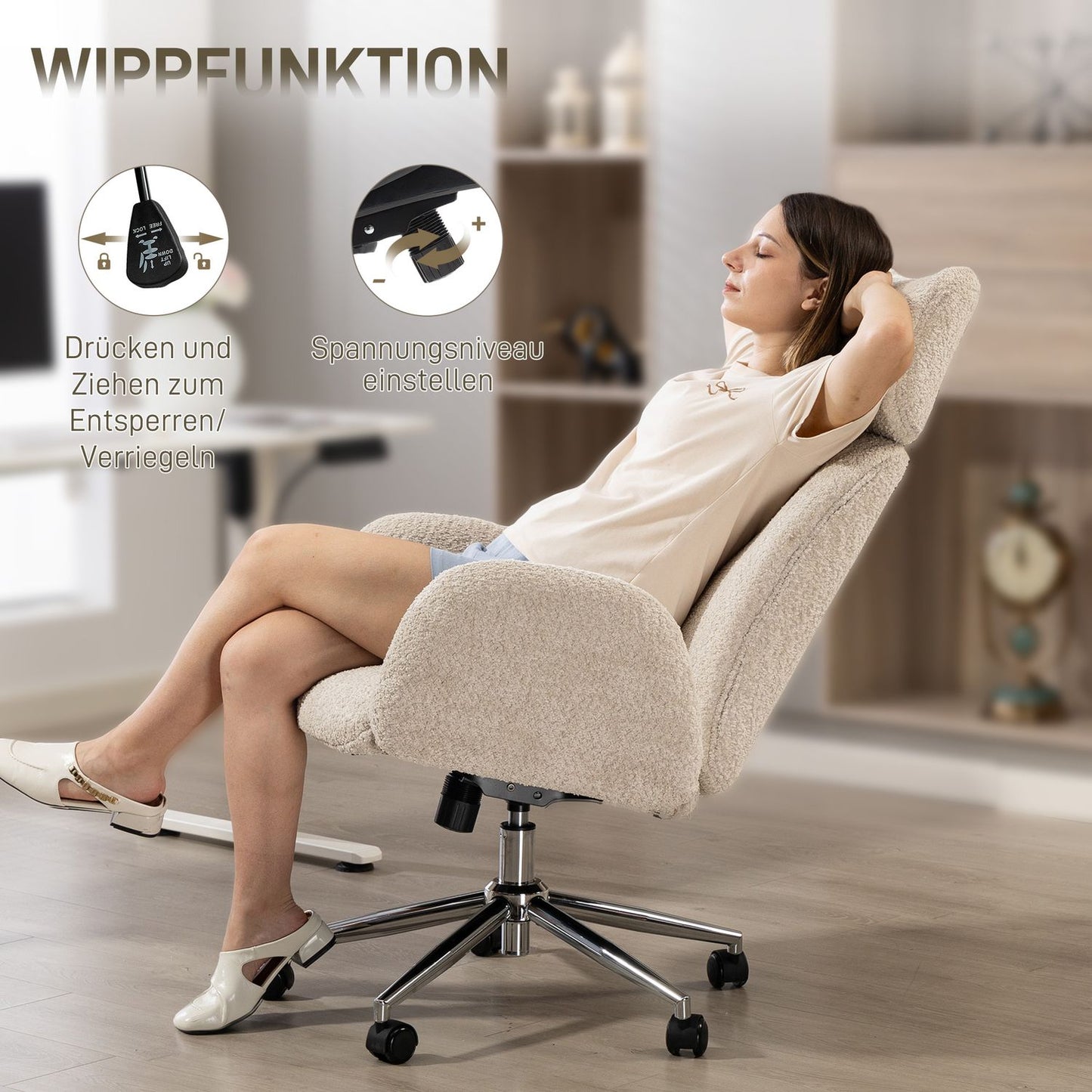Ergonomic Office Chair, Adjustable Headrest, Tilt, Gray-White
