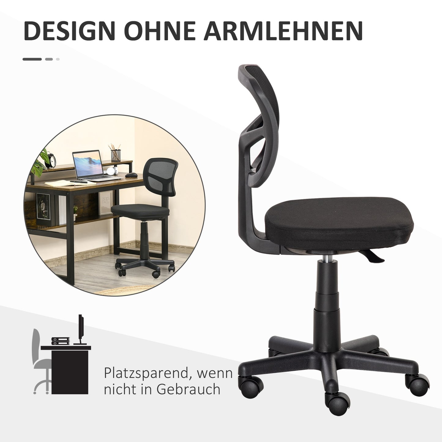 Ergonomic Office Chair, Adjustable Height, Black Mesh