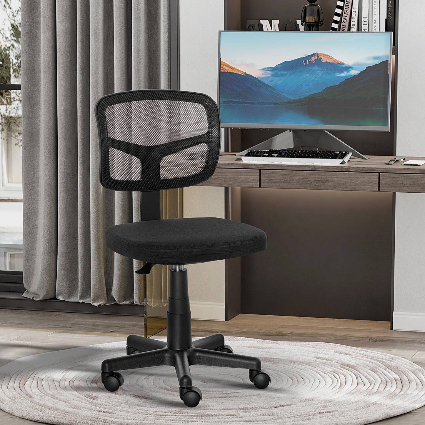 Ergonomic Office Chair, Adjustable Height, Black Mesh