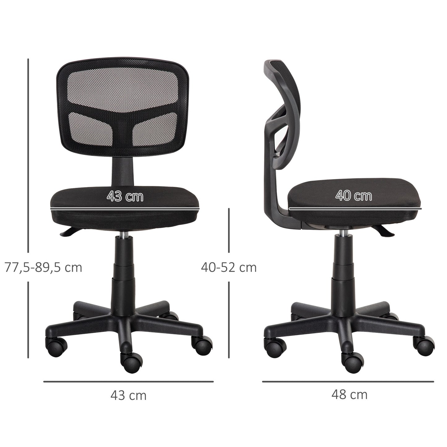Ergonomic Office Chair, Adjustable Height, Black Mesh