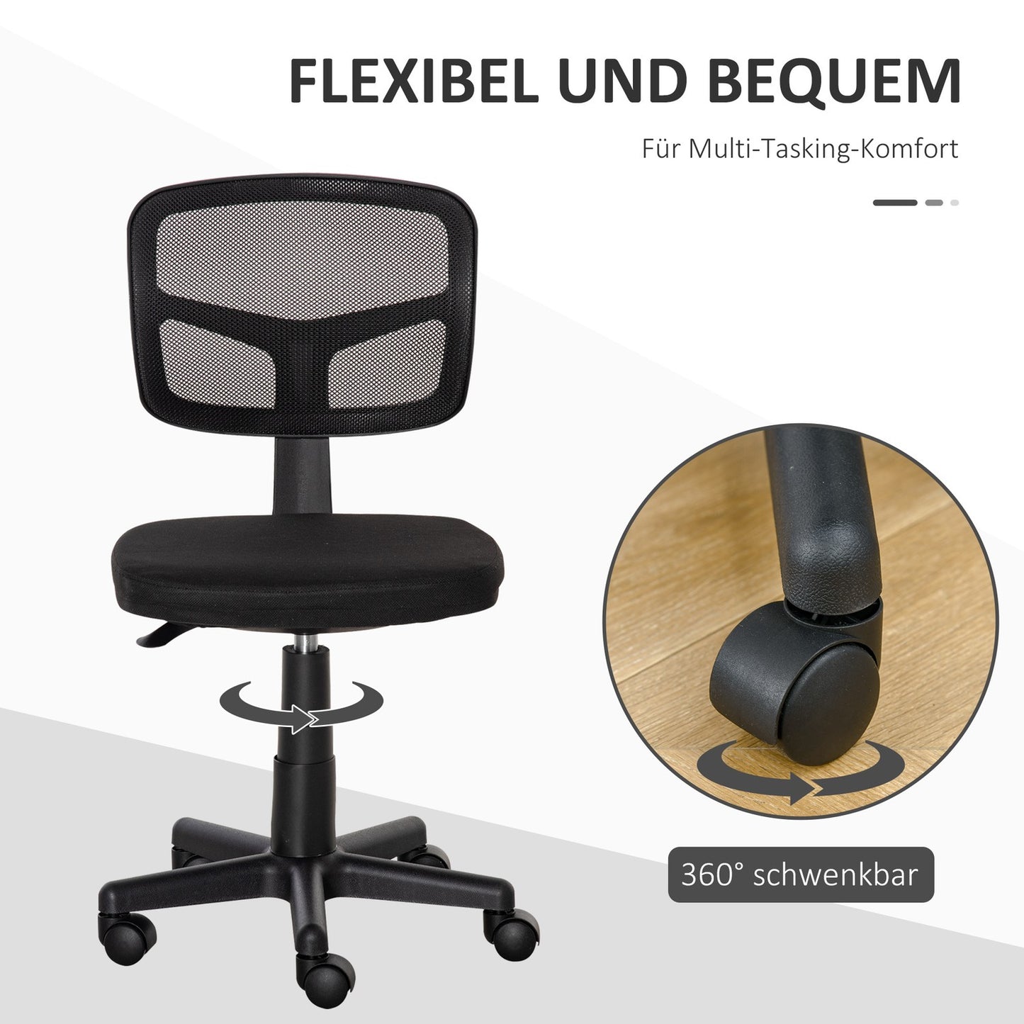 Ergonomic Office Chair, Adjustable Height, Black Mesh