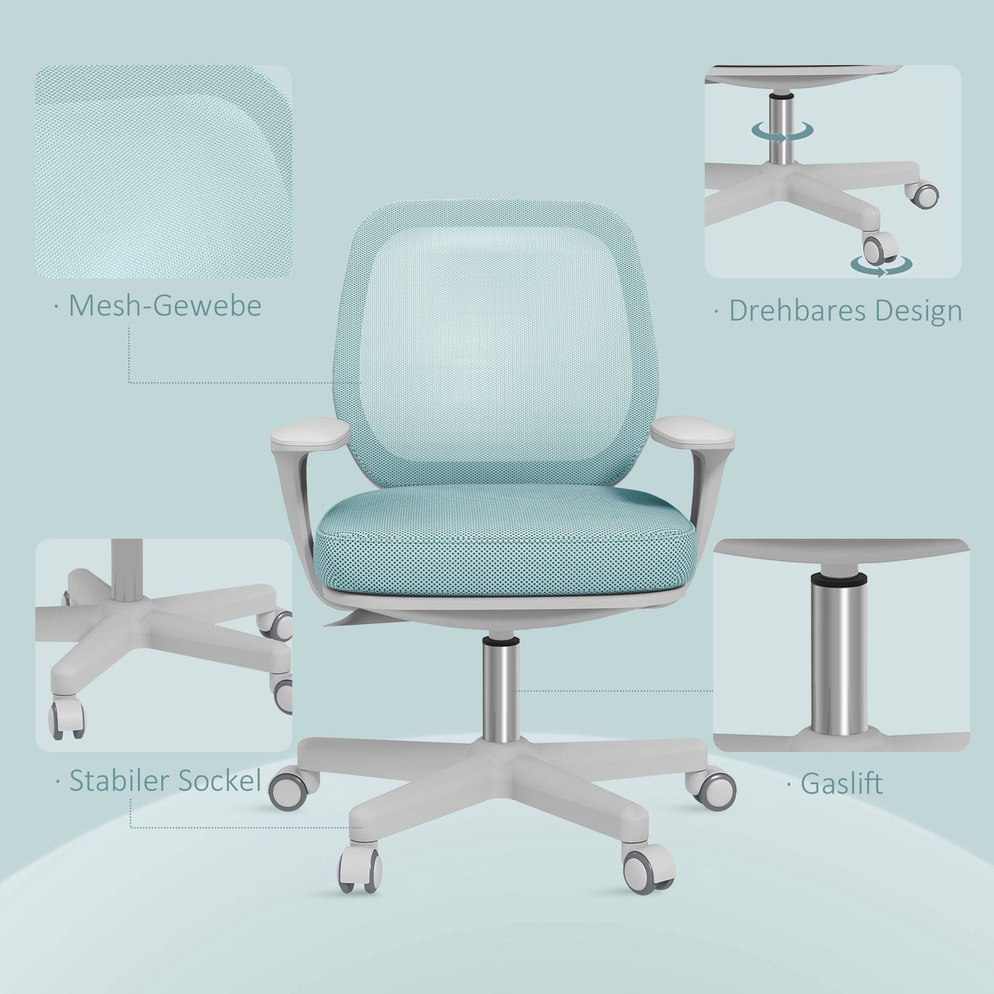 Ergonomic Office Chair, Adjustable Height, Green, 360 Swivel