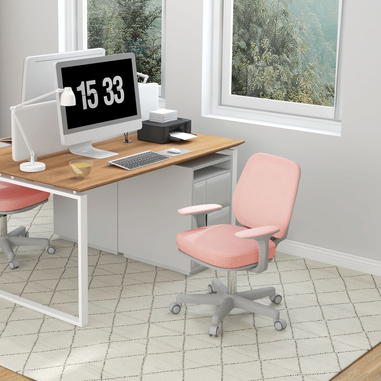 Ergonomic Office Chair, Adjustable Height, Pink, 360° Swivel