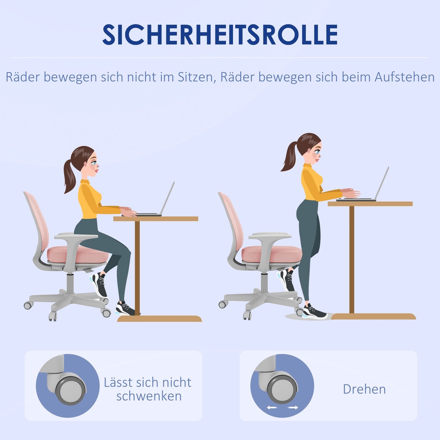 Ergonomic Office Chair, Adjustable Height, Pink, 360° Swivel