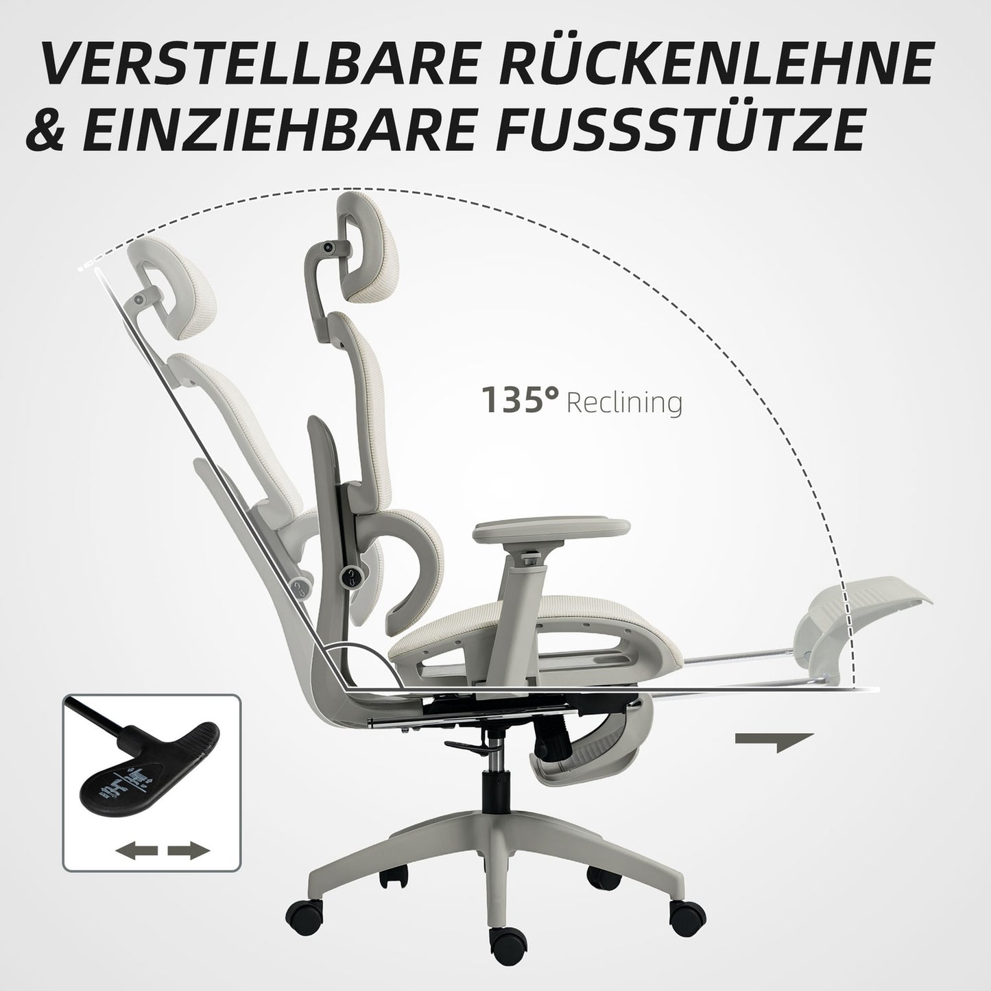 Ergonomic Office Chair, Adjustable Mesh, Armrests, Beige