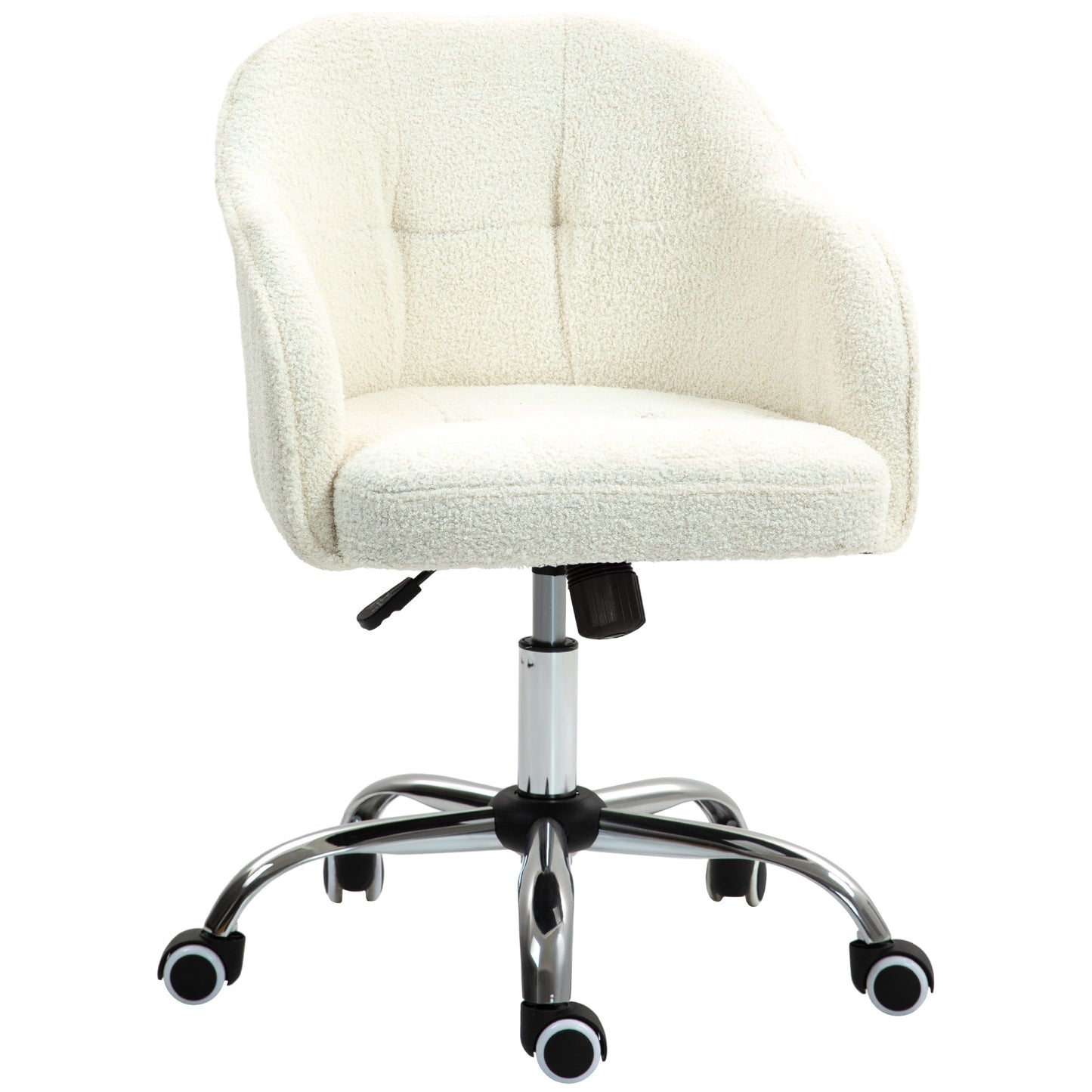 Ergonomic Office Chair, Cream White Teddy Fleece, Adjustable Height