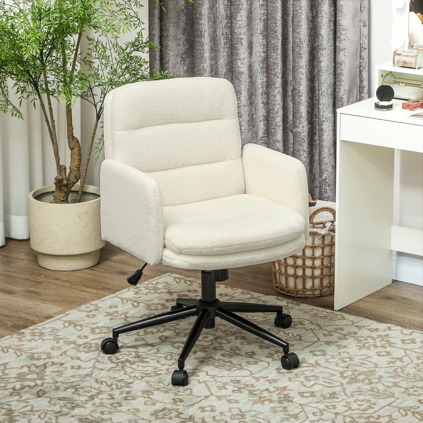 Ergonomic Office Chair, Fabric Cover, Adjustable, Cream