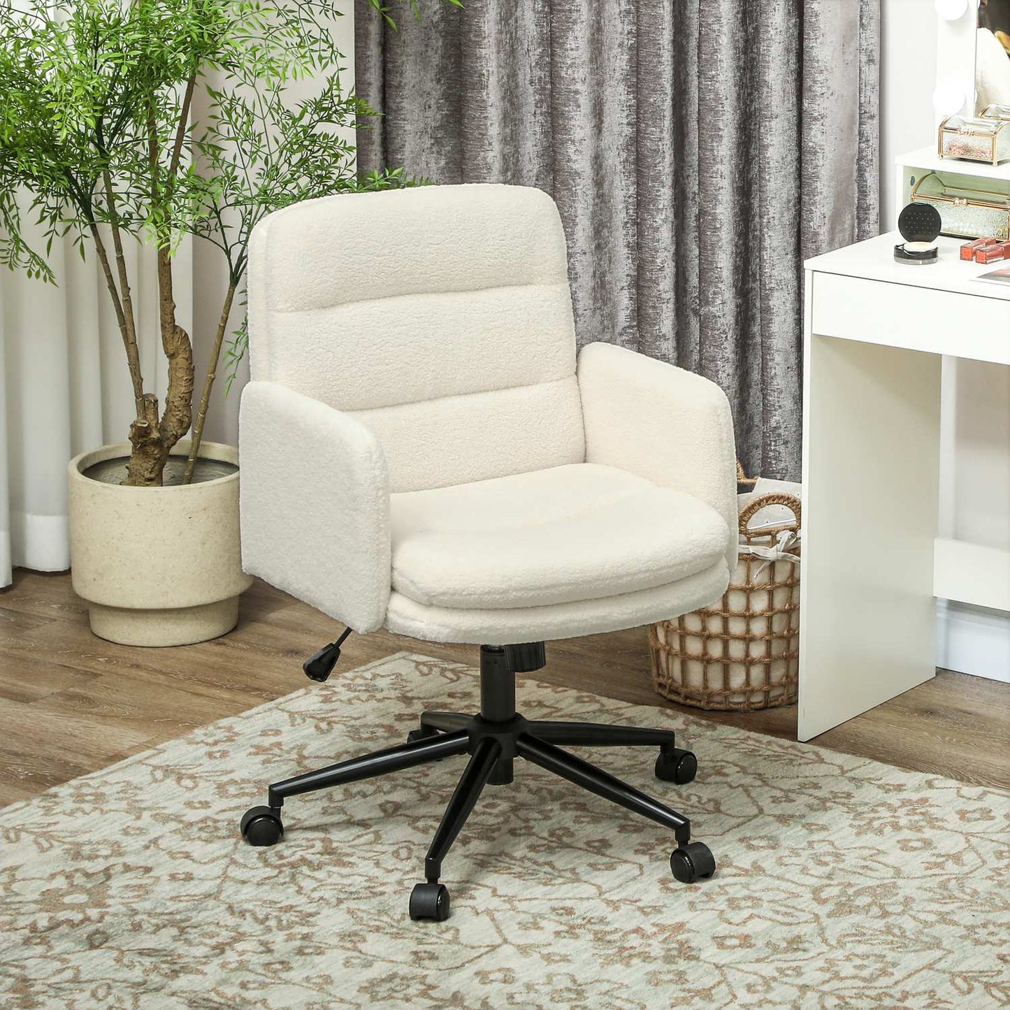 Ergonomic Office Chair, Fabric Cover, Adjustable, Cream