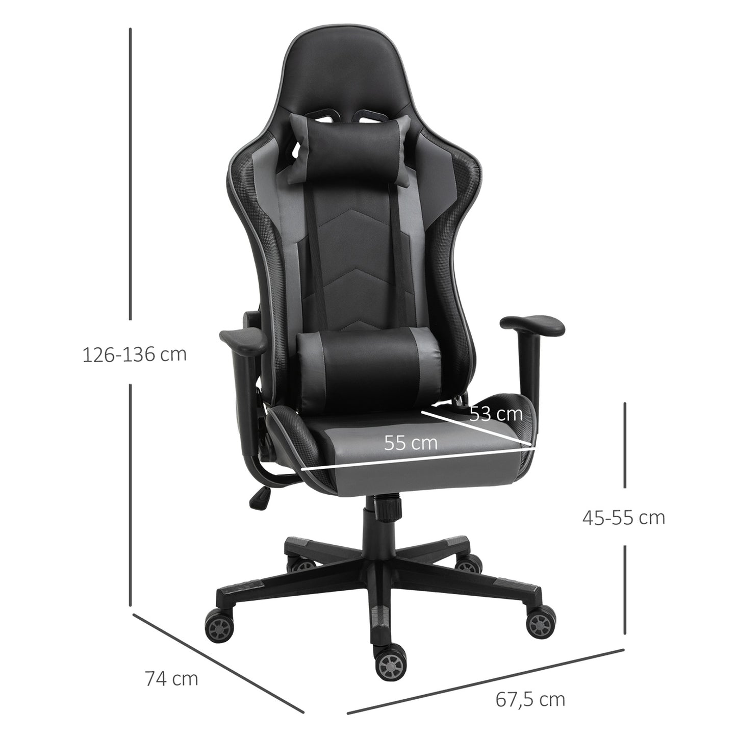 Ergonomic swivel gaming chair, black artificial leather