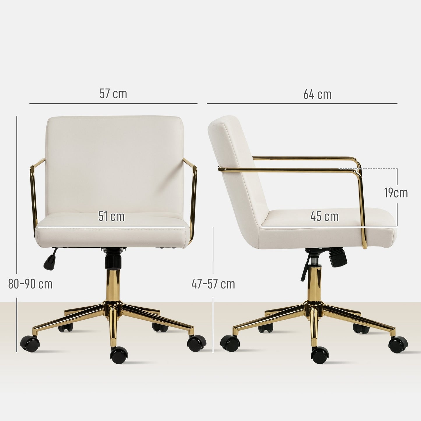 Ergonomic Office Chair, Gold Accents, Velvet-Look Fabric