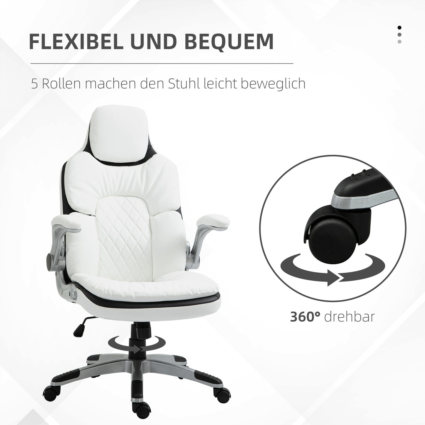 Ergonomic office chair, adjustable height & foldable armrests