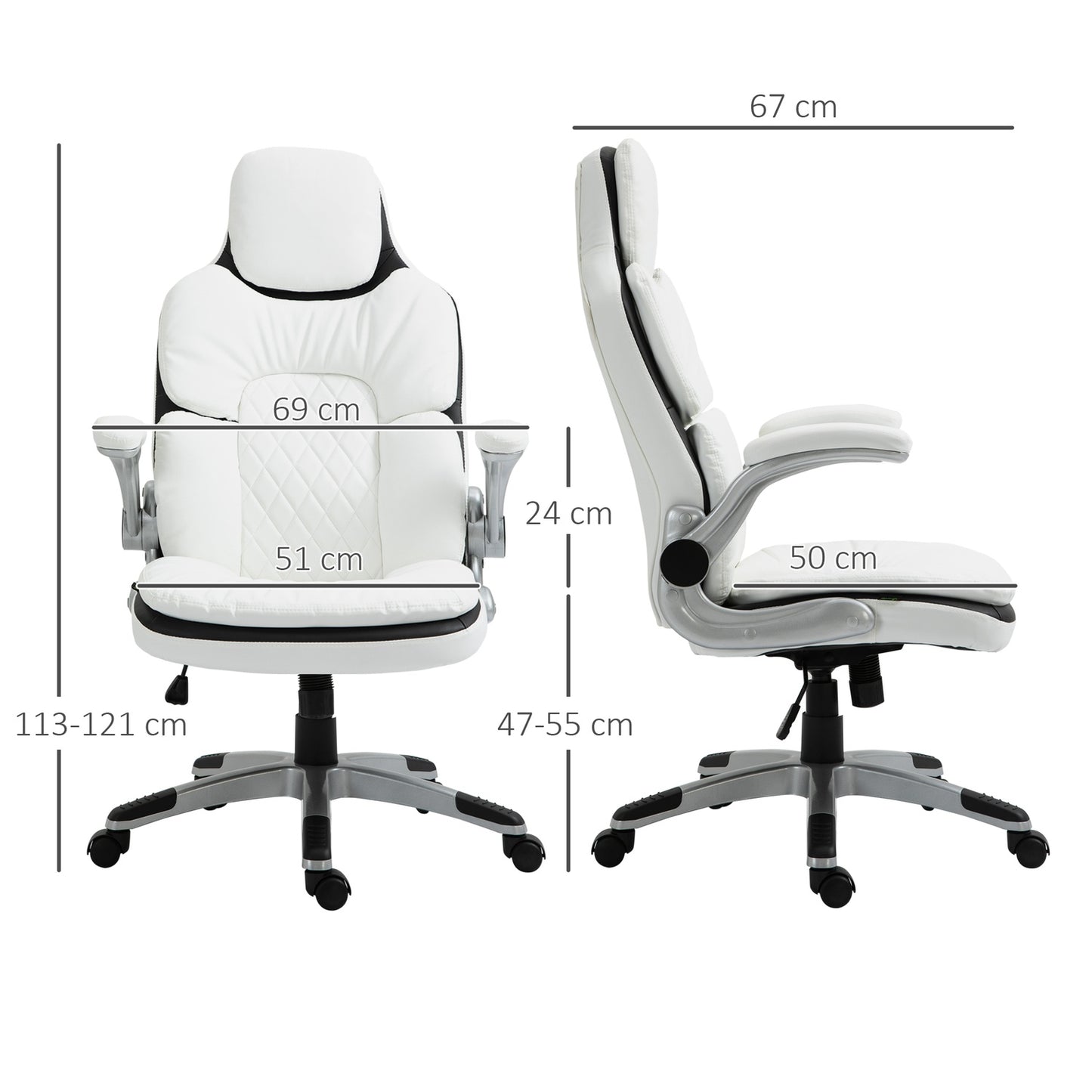 Ergonomic office chair, adjustable height & foldable armrests