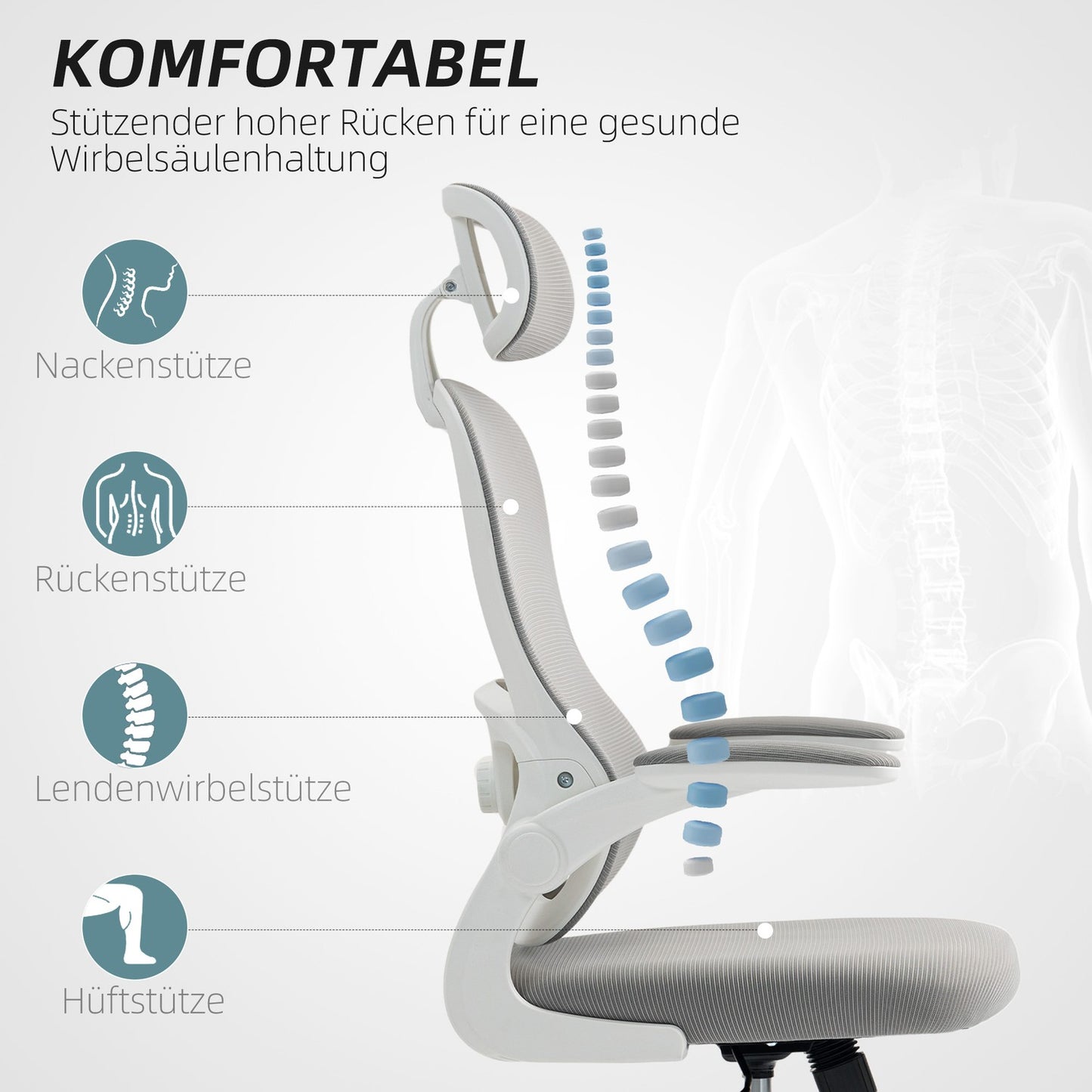 Ergonomic Office Chair, Mesh Back, Adjustable, Gray