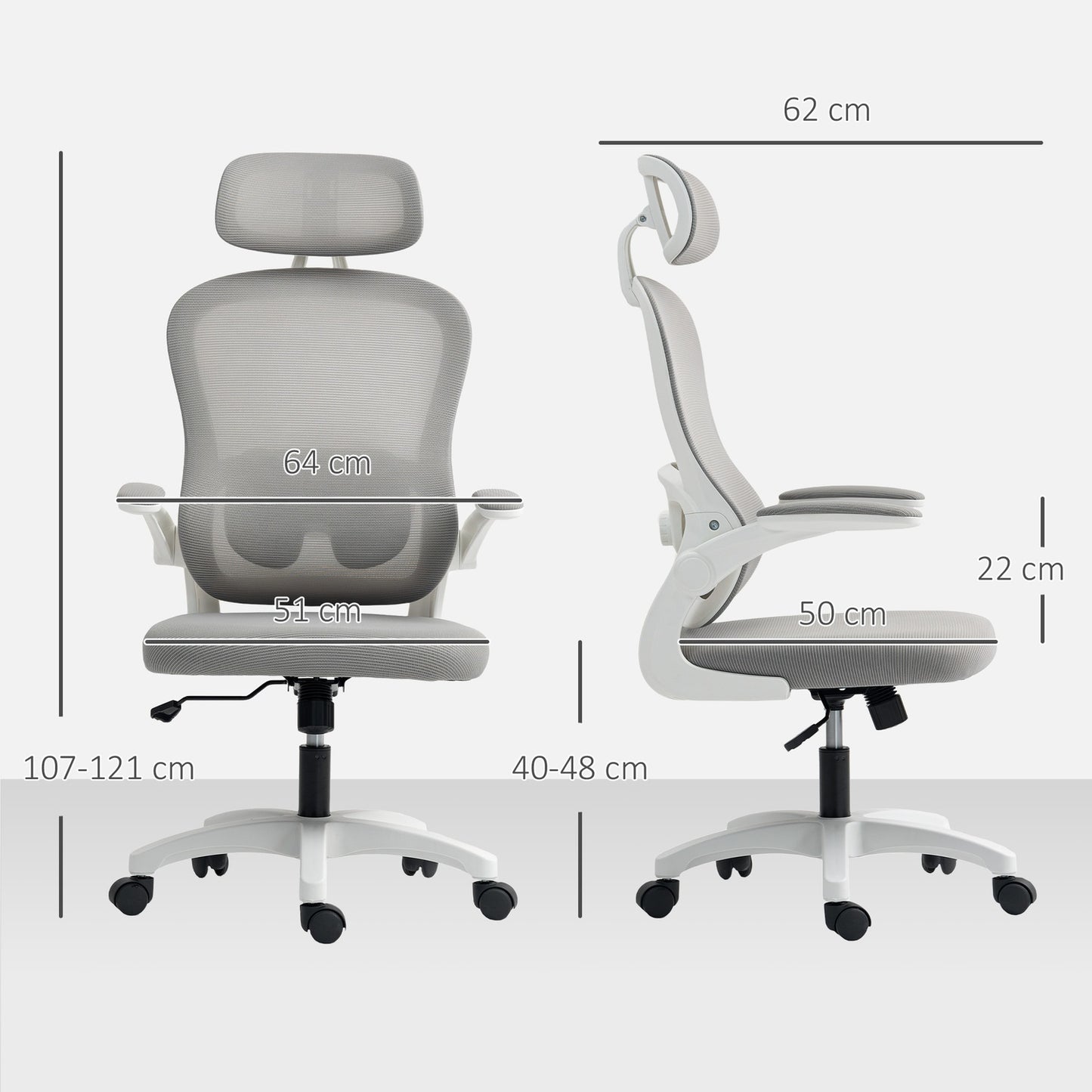 Ergonomic Office Chair, Mesh Back, Adjustable, Gray