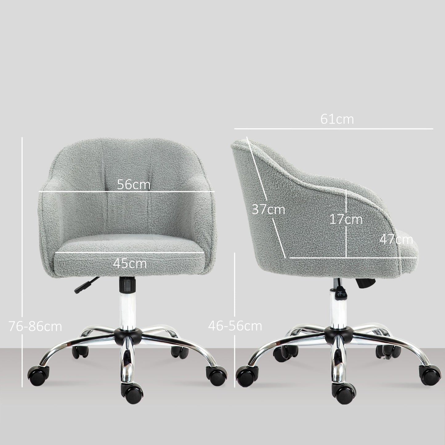 Ergonomic Office Chair, Teddy Fleece, Adjustable Height